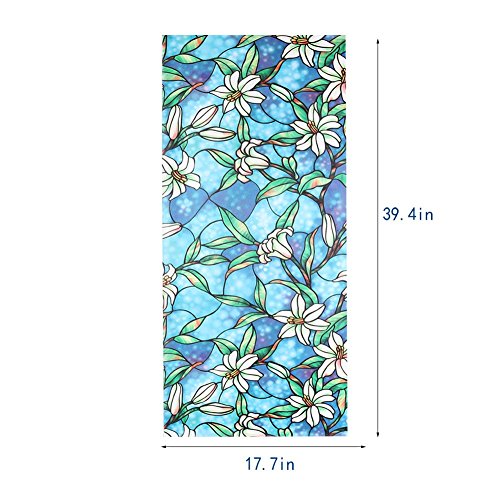 AIQI No Glue Window Film, Self-adhesive Static Sun Insulation Glass Sticker, Window Shades Privacy Stained Free Decorative 5 Styles (17.7 x 39.4inch) (Orchid)