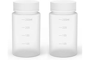 stonylab Plastic Wide Mouth Reagent Bottle, HDPE Screw Cap, Laboratory Supply, 2 Pack, 250 ml Capacity, Durable and Chemical 