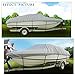 Waterproof Boat Cover All Seasons Marine Grade 210D Oxford Fabric Outdoor Protector Fits V-Hull Tri-Hull Runabout Fishing Ski with Quick Release Buckle and Strap (Gray, 14'-16'L x 90