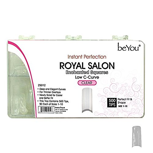 Beyou Clear Royal Salon 500 Artificial False Nail Tips 10Sizes With Clear Plastic Case for Nail Shop Nail Salon â€¦