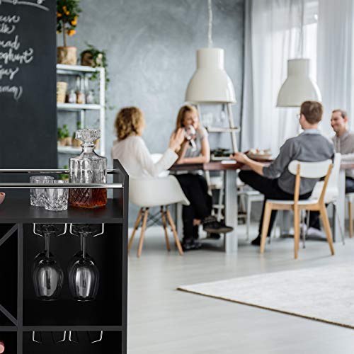 Relaxdays Weinregal mit Glashalter, 22 Flaschen, freistehend, Wein und Sekt, Hausbar HxBxT: 96 x 63 x 35 cm, schwarz – Bild 4