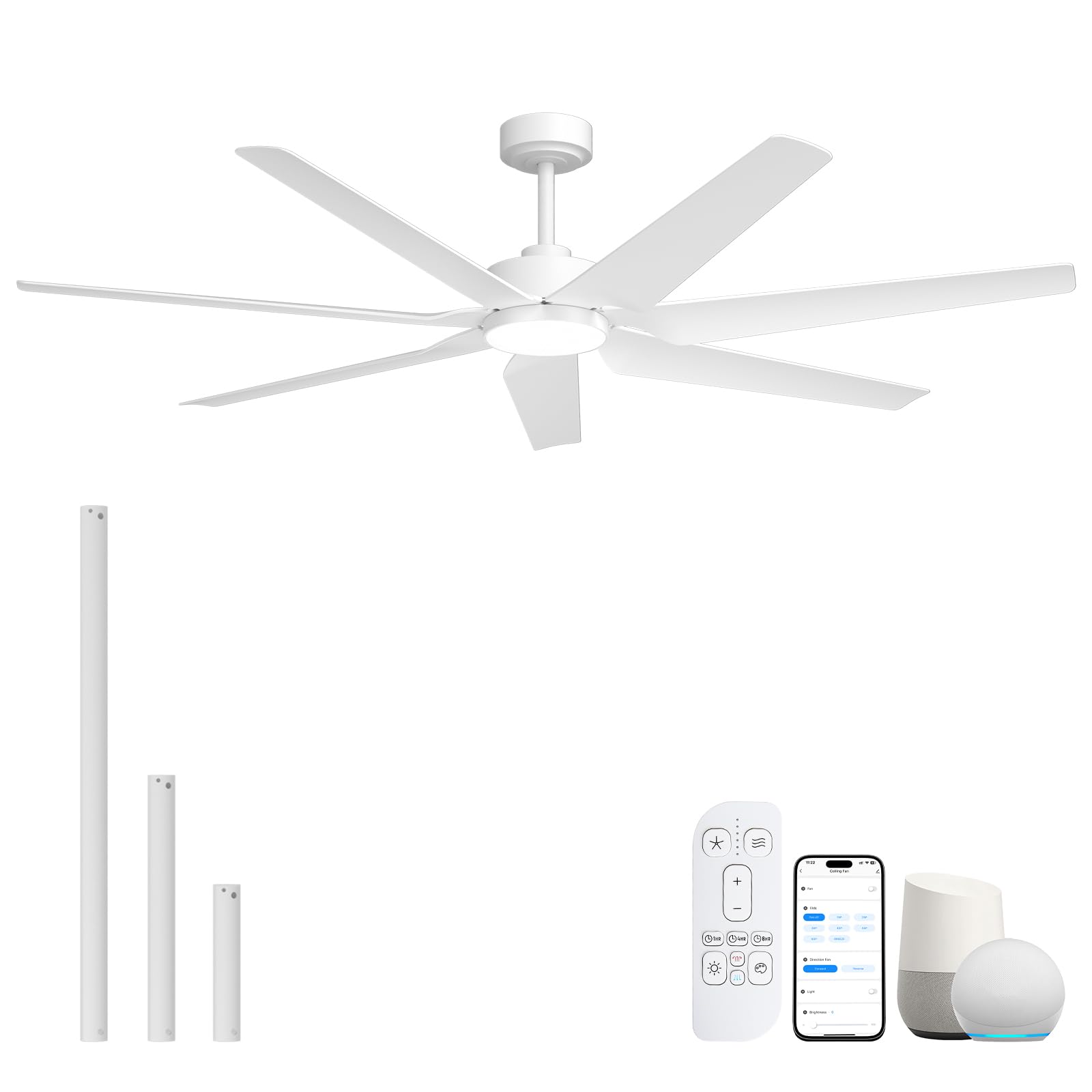 Photo 1 of Smart Outdoor Ceiling Fan for patio with Lights Wet Rated, 65 inch High CFM Modern White Ceiling Fan with Alexa/Remote/App Control, Waterproof outdoor Fan for Living Room Exterior Porch Gazebo Garage