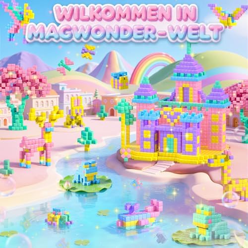 Magnetische Bausteine - 48 Teile Macaron Magnetbausteine Reiseset,Geschenk für Mädchen ab 3-12 Jahre,Kreatives Magnetspielzeug Set mit Aufbewahrungstasche,Pädagogisches Montessori Spielzeug