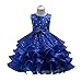 Girl Dresses Size 6 Blue Sleeveless 4-5 Years for Wedding Pageant Dresses for Girls 5-6 Knee Length Ruffles 6-7 Lace Tutu Tulle Ball Gown Children Formal Party Prom Halloween Gowns (Blue 120)