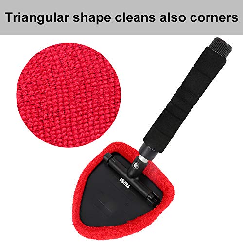 Glumes Auto Glass Cleaner Wiper Keeps Cars Vehicles Interior Exterior Windshields Windows Clean, With 2 Pads Washer Towel and 1 Spray Bottle (Red)