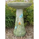 Burley Clay Hand Tinted Butterfly Ceramic Bird Bath