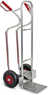 Stapelkarre/Sackkarre aus Aluminium blank, mit pannensicheren Reifen, BxTxH 520x550x1200 mm, Tragkraft 200 kg, Gewicht 6,5 kg