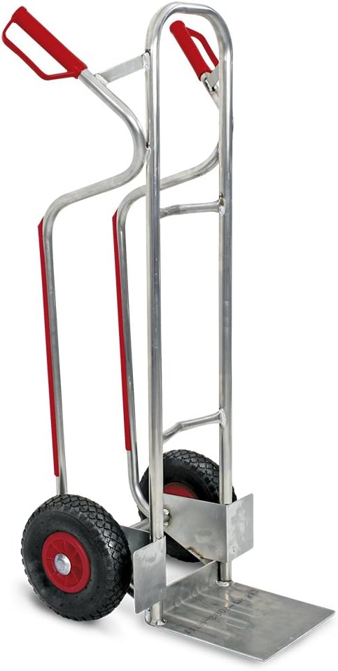 Stapelkarre/Sackkarre aus Aluminium blank, mit pannensicheren Reifen, BxTxH 520x550x1200 mm, Tragkraft 200 kg, Gewicht 6,5 kg