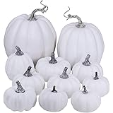 Artificial White Pumpkins Bulk Faux Harvest Pumpkins for Fall Wedding Thanksgiving Halloween Seasonal Holiday Tabletop Decora