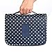 Hanging Travel Toiletry Cosmetic Bag - Sazooy Portable Makeup Bag Waterproof Travel Cosmetic Accessories Bag Bathroom Storage Bag Hanging Organizer Bag for Women Girls Men (Navy Dot)