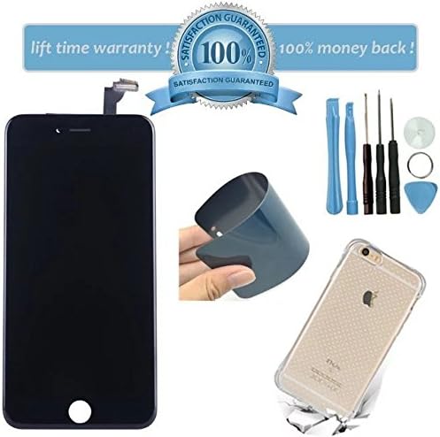 ElecAir Replacement LCD screens for iPhone 6 Plus 5.5" in Black, Digitizer Assembly to fix Apple w/ Broken / Cracked Lens / Panel / Display, Free TPU Case Repair Tools Kit Nano Soft Tempered Glass