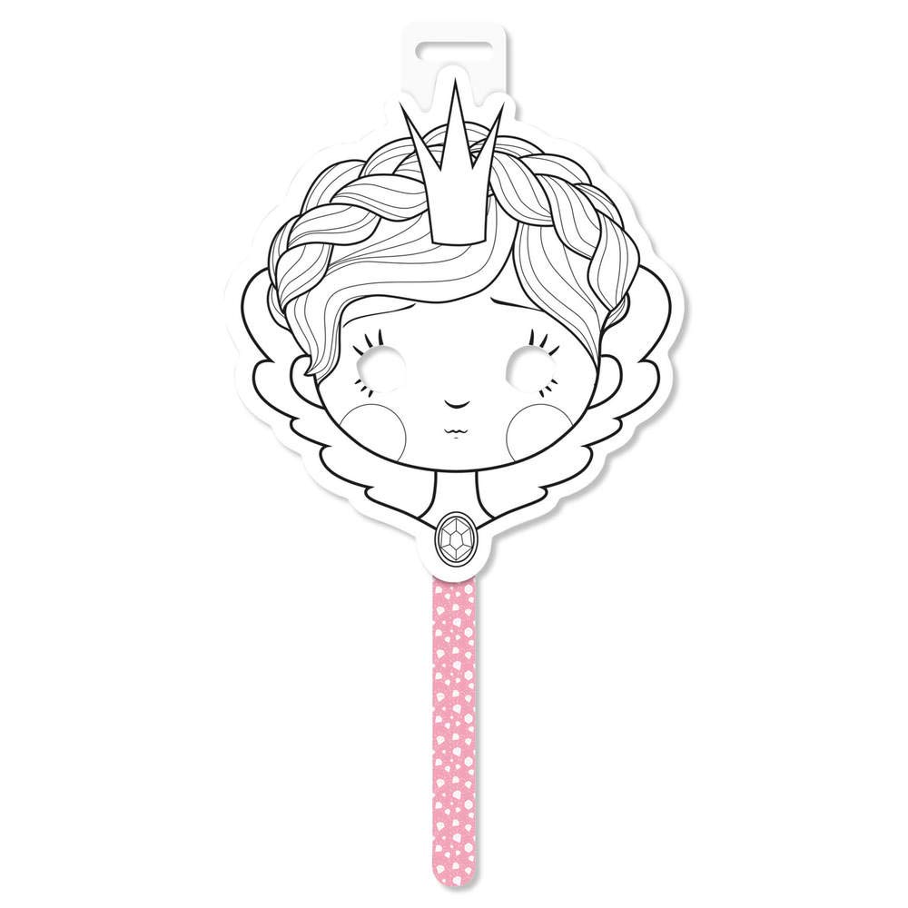 Avenue Mandarine - Ref GY057O - Graffy Stick Mask to Colour & Customise - Princess - 220 x 395mm, Clairefontaine Drawing Paper, Ideal for Parties, Suitable for Ages 5+