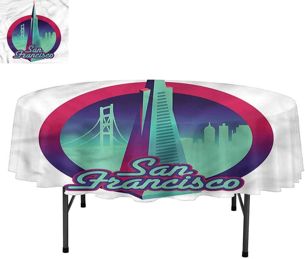 Aishare Store USA Fabric Tablecloths, San Francisco Commercial Towers, Great for Buffet Table, Parties, Holiday Dinner, Round 50"