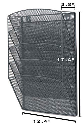 Klickpick Office 10 Sections Wall Hanging Files Wall Mounted Metal Mesh Document File Organizer Magazine Holder Rack Organizer Racks Multipurpose Use to Display Files, Magazine, Newspapers- Gray