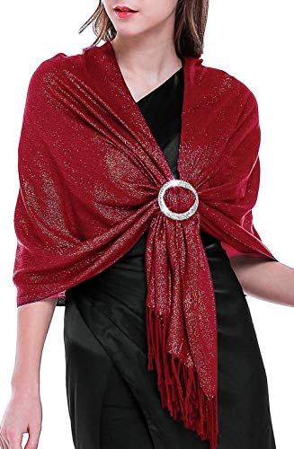 Banetteta"Glittering Stars" Shawls and Wraps for Evening Dresses Wedding Wrap Shawl Fringe Scarf with Free Button