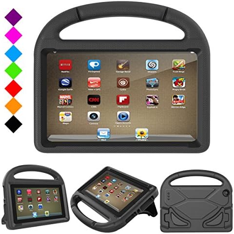 Fire HD 8 2017 Case, Fire HD 8 2016 Kids Case - Auorld Light Weight Shock Proof Handle Friendly Stand Kid-Proof Case for All New Amazon Fire 8 inch Display Tablet Cover(2016&amp;2017 Release) (Black)