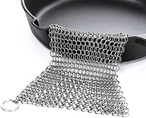 ASHILISIA 316 Grade Stainless Steel Chainmail Scrubber Cast Iron Cleaner 8x6 Inches