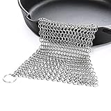 ASHILISIA 316 Grade Stainless Steel Chainmail Scrubber Cast Iron Cleaner 8x6 Inches