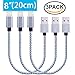 ONSON iPhone Cable,3Pack 8 Inch Short Nylon Braided iPhone Cord Lightning Cable Certified to USB Charging Charger for iPhone 7/7 Plus/6S/6S Plus,SE/5S/5,iPad,iPod Nano 7 (Gray White,8 Inch)