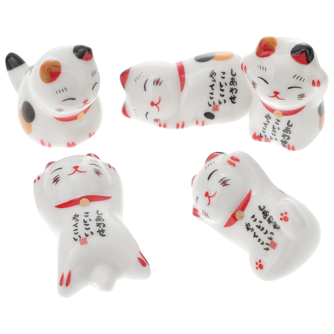 EXCEART 5pcs Chopsticks Rests Ceramic Dinner Spoon Stand Lucky Cat Fork Holder Rack Chopsticks Utensil Cutlery Stand