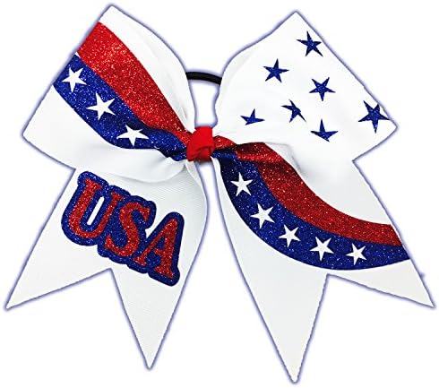 4th of July Glitter Cheer Hair Bow - Patriotism Team USA