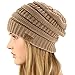 Unisex Winter Chunky Soft Stretch Cable Knit Slouch Beanie Skully Ski Hat Taupe