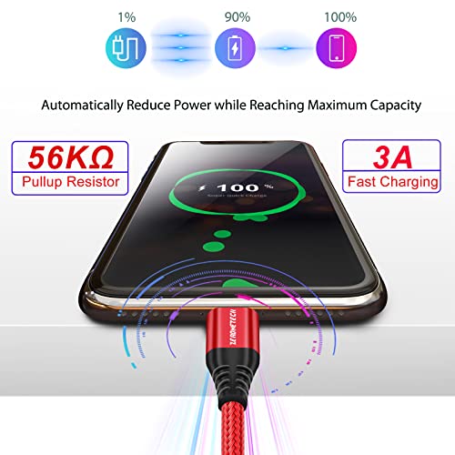 USB C Short Cable, [1FT-2 Pack] USB-A to Type-C Braided Fast Charging Cord, Power Bank and Portable Charger Cable, Compatible with Sony XZ, LG V50 V20 G5 G6, HTC 10, Moto Z Z3, Switch, Docking station