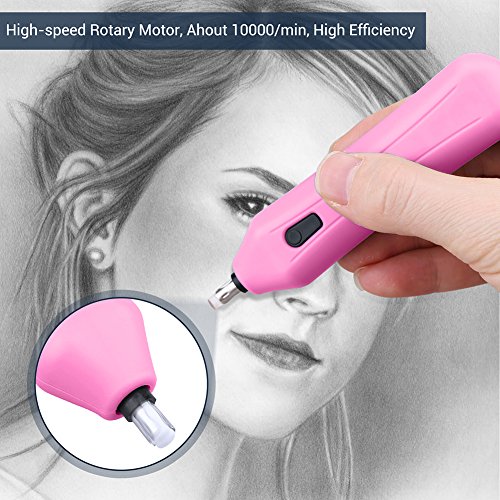 Electric Eraser Kit - XREXS Battery Operated Eraser with 10 Eraser Refills, Auto Pencil Eraser for Students, Artists 2 AAA Batteries not included (pink)