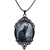 YWMAN Goth Black Cat Cameo Necklace Set Vintage Gothic Black Cat Pendant Halloween Witch Costume Accessories Women Choker Jewelry Gift