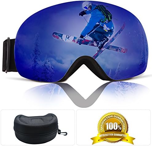 Ski Goggles Fulfilled by Amazon,Yibaisite Mirrored OTG Frameless Snowboard Goggles with Interchangeable Lens System for Men and Women