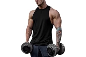ESOBO Men's Cotton Workout Tank Tops Dry Fit Gym Bodybuilding Training Fitness Sleeveless Muscle T Shirts