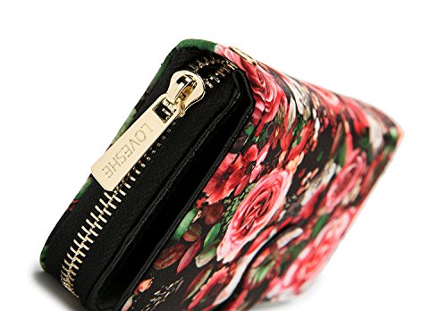 LOVESHE Women's Bueaty Flower Polyester Bifold Purse Clutch Wallet Card Holder New Fashion(17DHH28) - Thumbnail 4