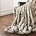 Best Home Fashion Faux Fur Throw - Full Blanket - Bleached Finn Raccoon - 58