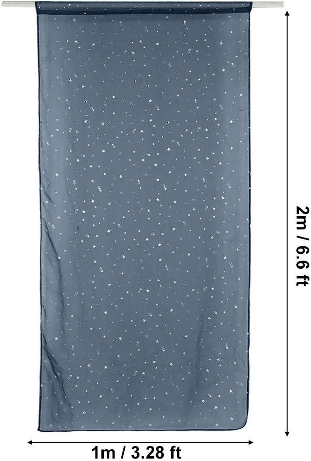 Tulle Window Door Curtain Drape Bedroom Living Room Coffee Shop Window Treatment Decorations(Navy blue), 1 x 2m - Image 3