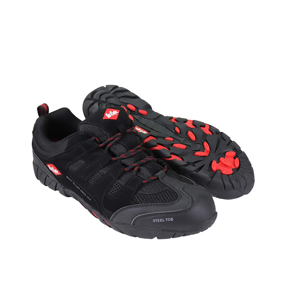 Lee Cooper LCSHOE008C Mens Work Safety Trainer Mid Cut Hiker Steel Toe Cap Composite Midsole Boot S1P SRA, Black, 5.5 UK