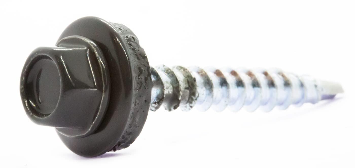 4.8mm x 35mm Anthracite Grey Self-Drilling Roofing Screws Farmer Screws with EPDM Sealing Washer Painted RAL 7016 (Pack of 50) C07CD — image 1