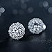 Bamoer Cubic Zirconia Platinum Plated Flower Design Round Stud Earrings