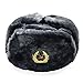 Gray Fur Winter Ushanka Hat with RED STAR Emblem (X-LARGE)