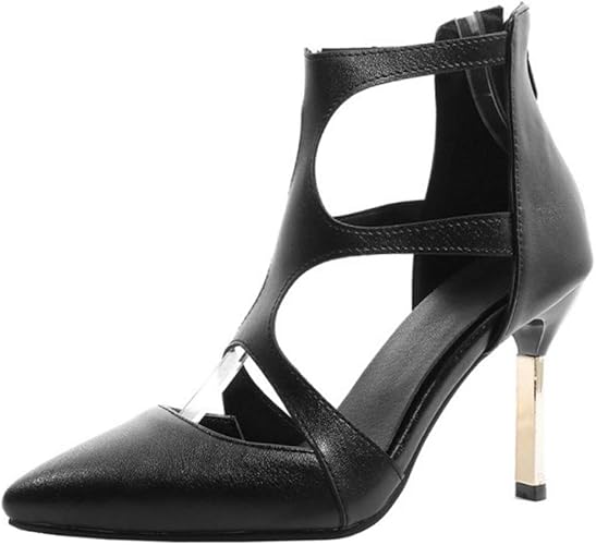 Amazon Zanpa レディース ファッション クローズトゥー サンダル ピンヒール グラディエーター サマーシューズ パーティー Black Size 45 Zanpa シューズ バッグ