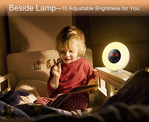 Wake Up Light Alarm Clock,Valoin Digital LED Alarm Clock with 7 Colors Night Light Sunrise and Sunset Simulation, 6 Natural Sounds and FM Radio for Adults and Kids