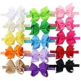 Chiffon Boutique Baby Girls Infant Headbands With Kids Hair Bows Set Of 15 Colors