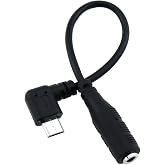 LUORNG Audio Adapter Cable Black Micro USB to 3.5 Female Audio Elbow Adapter Cable for Headphone Microphone Smartphone and Camera