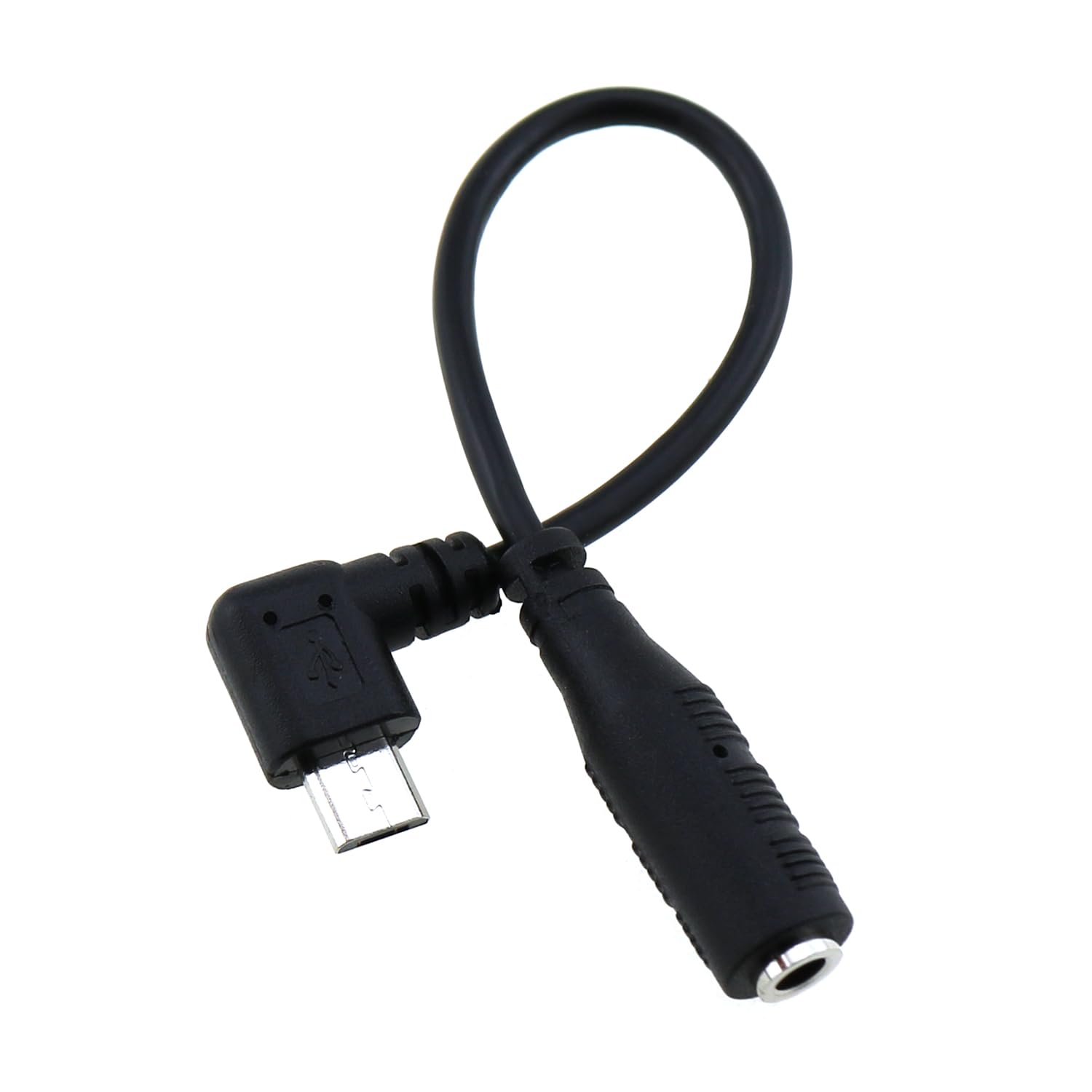 Photo 1 of LUORNG Audio Adapter Cable Black Micro USB to 3.5 Female Audio Elbow Adapter Cable for Headphone Microphone Smartphone and Camera