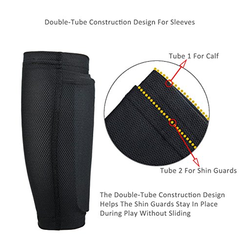 image for Sportout Adult Youth Kids Soccer Shin Guards,Comprehensive Protection 