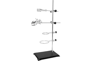 Wisamic Chemistry Laboratory Stand Set with 2 Retort Rings (Dia. 2.2/2.6 inch), Flask Clamp (Dia 1.77 inch), Lab Clamp Retort (Dia 3.15 inch), 2 Boss Head, Support Stand and Rod