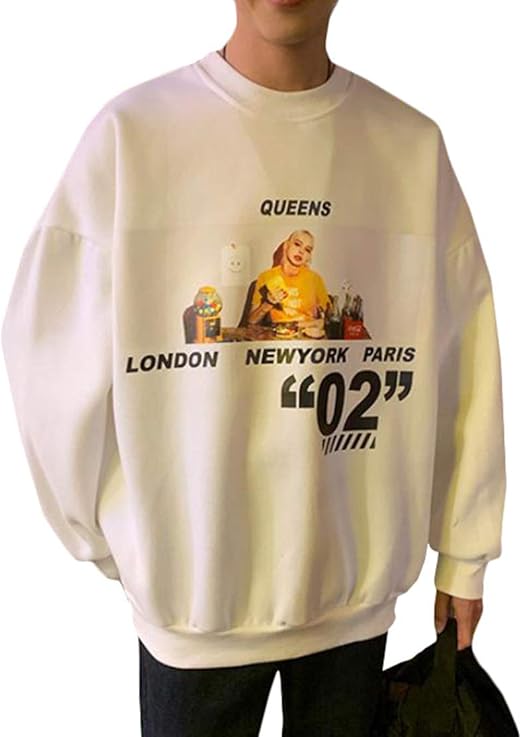 Amazon Gergeousトレーナー メンズ ゆったり 長袖パーカー クルー ストリート系 原宿系 トップス 春 秋 通学 トレーナー パーカー 通販