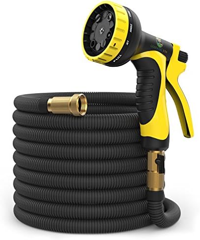 50 ft Hose - Expandable Garden Hose - Heavy Duty Flexible Hose - Water Hose with 9-Pattern Spray Nozzle and Hose Storage Bag (3-Piece Set). Kink and Tangle-Free Lawn and Plant Watering System