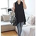 Asher Womens Summer Loose Sleeveless Long Tunic Top Blouse (XL, Black)