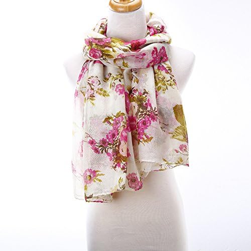 Jianyana New Ladies Soft Large Floral Rose Print Maxi Scarf Hijab Wrap 10 Colours Ideal As a Gift (Color7)