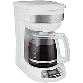 Hamilton Beach 12 Cup Programmable Drip Coffee Maker with 3 Brew Options, Glass Carafe, Auto Pause and Pour, White (46294)